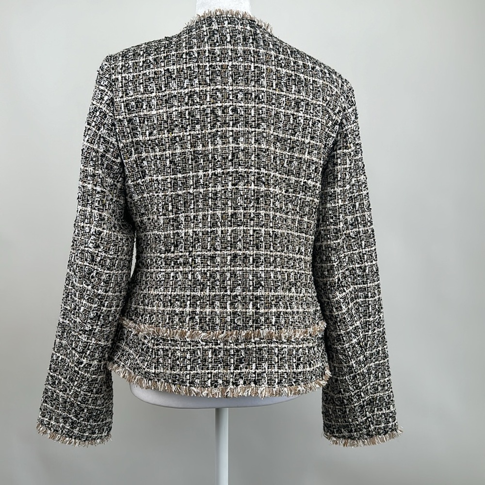 Dennis Basso Tweed Jacket with Pockets Brown/Gold Size 4 NWT - Picture 6 of 11